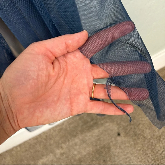 Tadashi Shoji Navy Blue Sleeveless Gown with Sequins Lace and Slit Size 12 - Picture 9 of 14